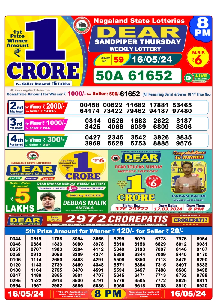 Lottery Sambad 16.5.2024 Today Result 1 PM, 6 PM, 8 PM