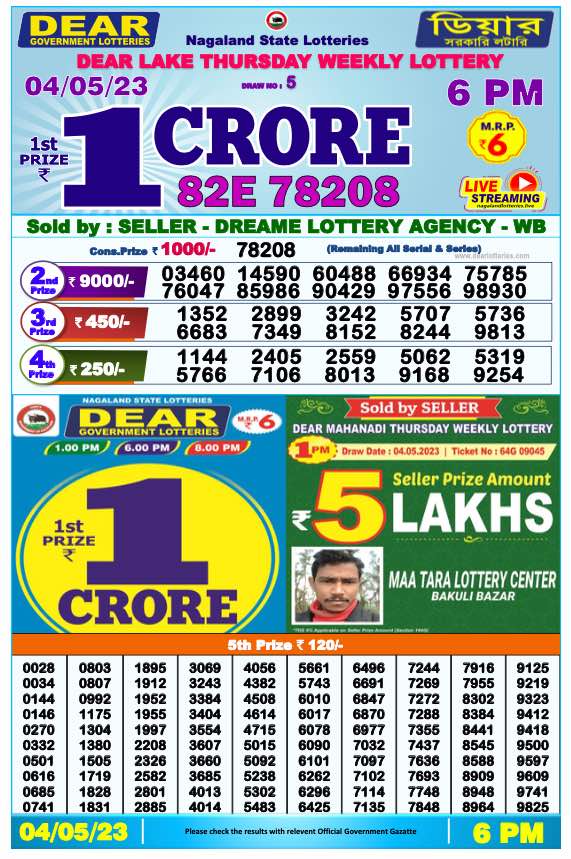 Lottery Sambad Day Result 6 PM 4.5.2023
