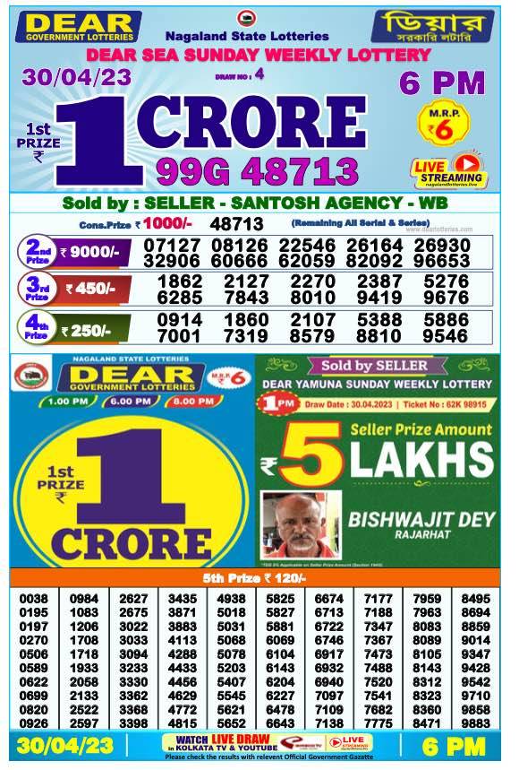 Lottery Sambad Day Result 6 PM 30.4.2023