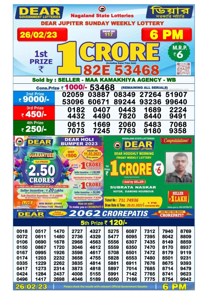 Lottery Sambad Day Result 6 PM 26.2.2023
