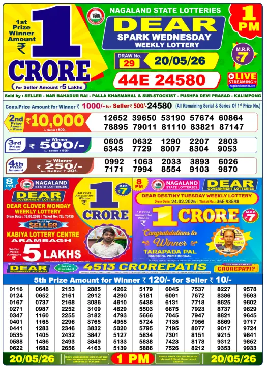 Lottery Sambad Morning 1 PM 20.5.2026