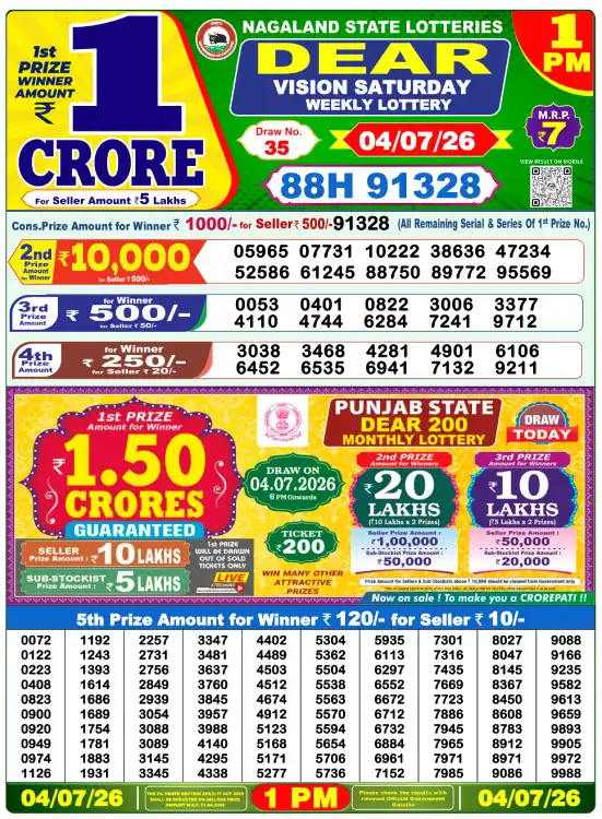 Lottery Sambad Morning 1 PM 4.7.2026