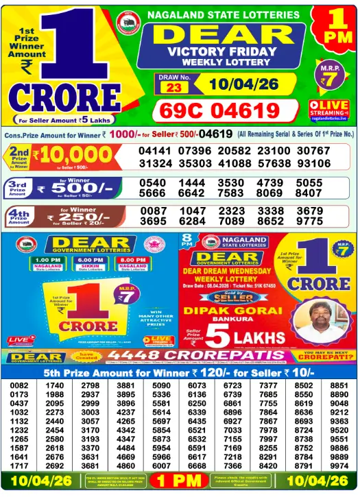Lottery Sambad Morning 1 PM 10.4.2026