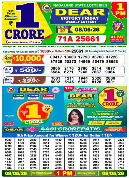 Lottery Sambad Morning 1 PM 8.5.2026