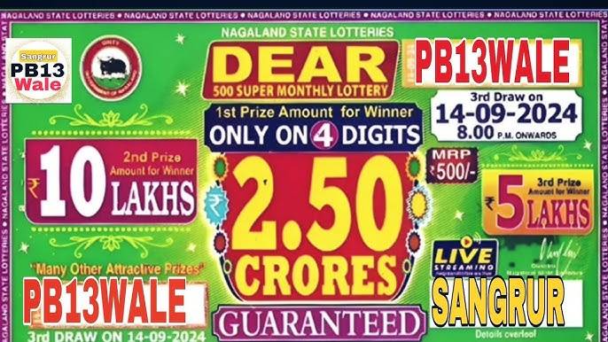 Nagaland Dear 500 Super Monthly Lottery 14.9.2024 Result