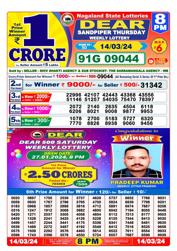 Lottery Sambad 14.3.2024 Today Result 1 PM, 6 PM, 8 PM