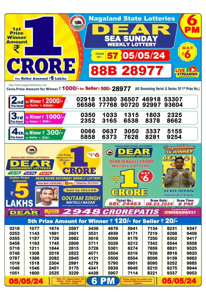Lottery Sambad 5.5.2024 Today Result 1 PM, 6 PM, 8 PM