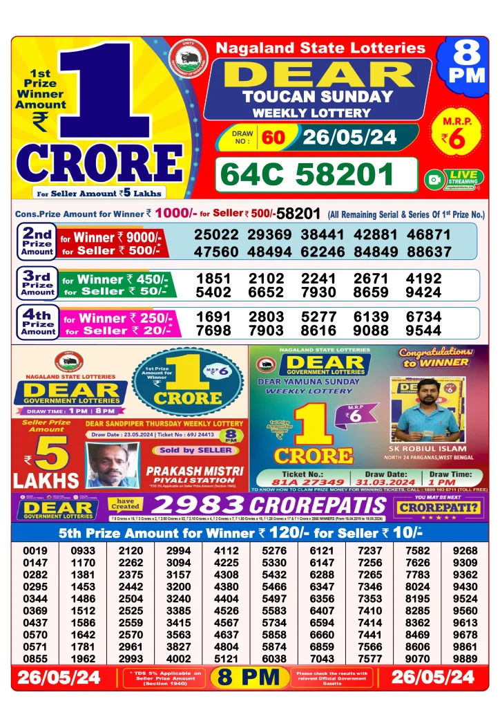 Lottery Sambad 26.5.2024 Today Result 1 PM, 6 PM, 8 PM