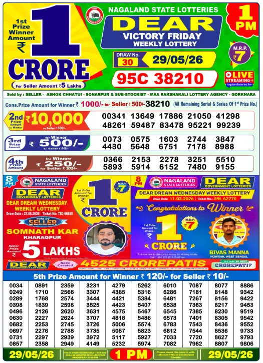Lottery Sambad Morning 1 PM 29.5.2026